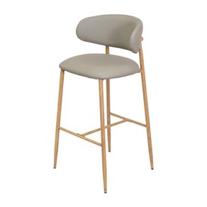 Banqueta Bela Napoli Assento Encosto Revestido em PU Fendi Estrutura Metal Pintura Madeira Clara Banqueta Bela Napoli Assento Encosto Revestido em PU Fendi Estrutura Metal Pintura Madeira Clara